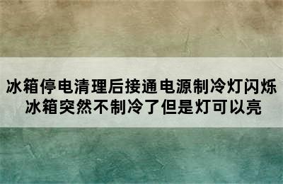 冰箱停电清理后接通电源制冷灯闪烁 冰箱突然不制冷了但是灯可以亮